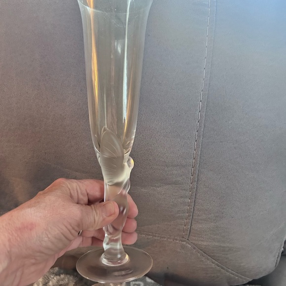 6 Igor Carl Faberge Frosted Kiss Snow Dove Bird Crystal champagne Glasses - Picture 5 of 7